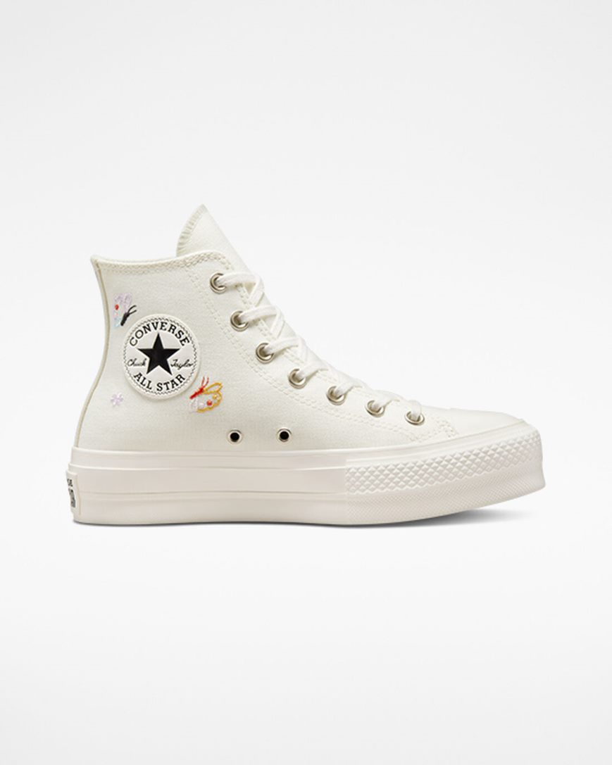 Dámské Boty Na Platformy Converse Chuck Taylor All Star Lift Butterfly Wings Vysoké Béžový Růžové | CZ UXQF36